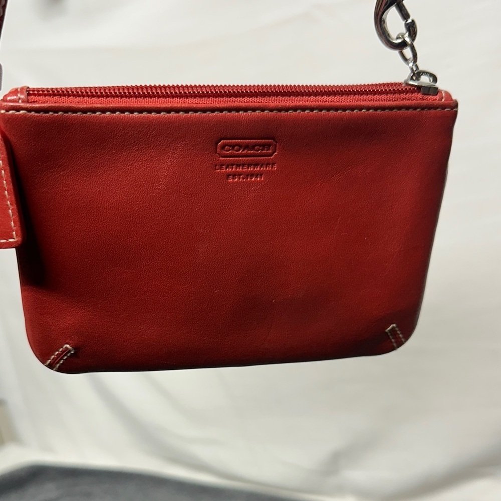 Coach Cherry Red Leather Wristlet - Picture 11 of 11
